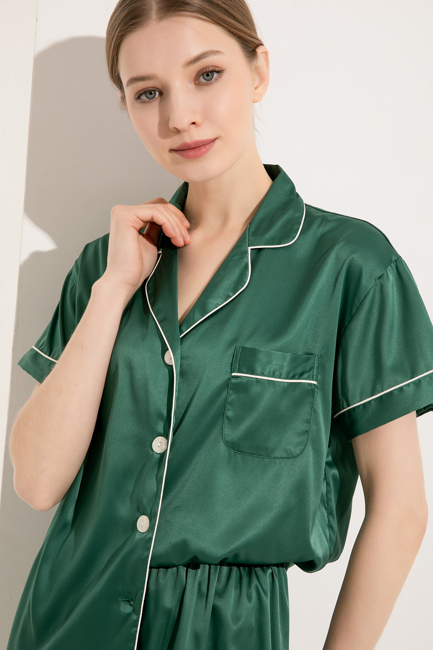 Moss Green Satin Pyjamas