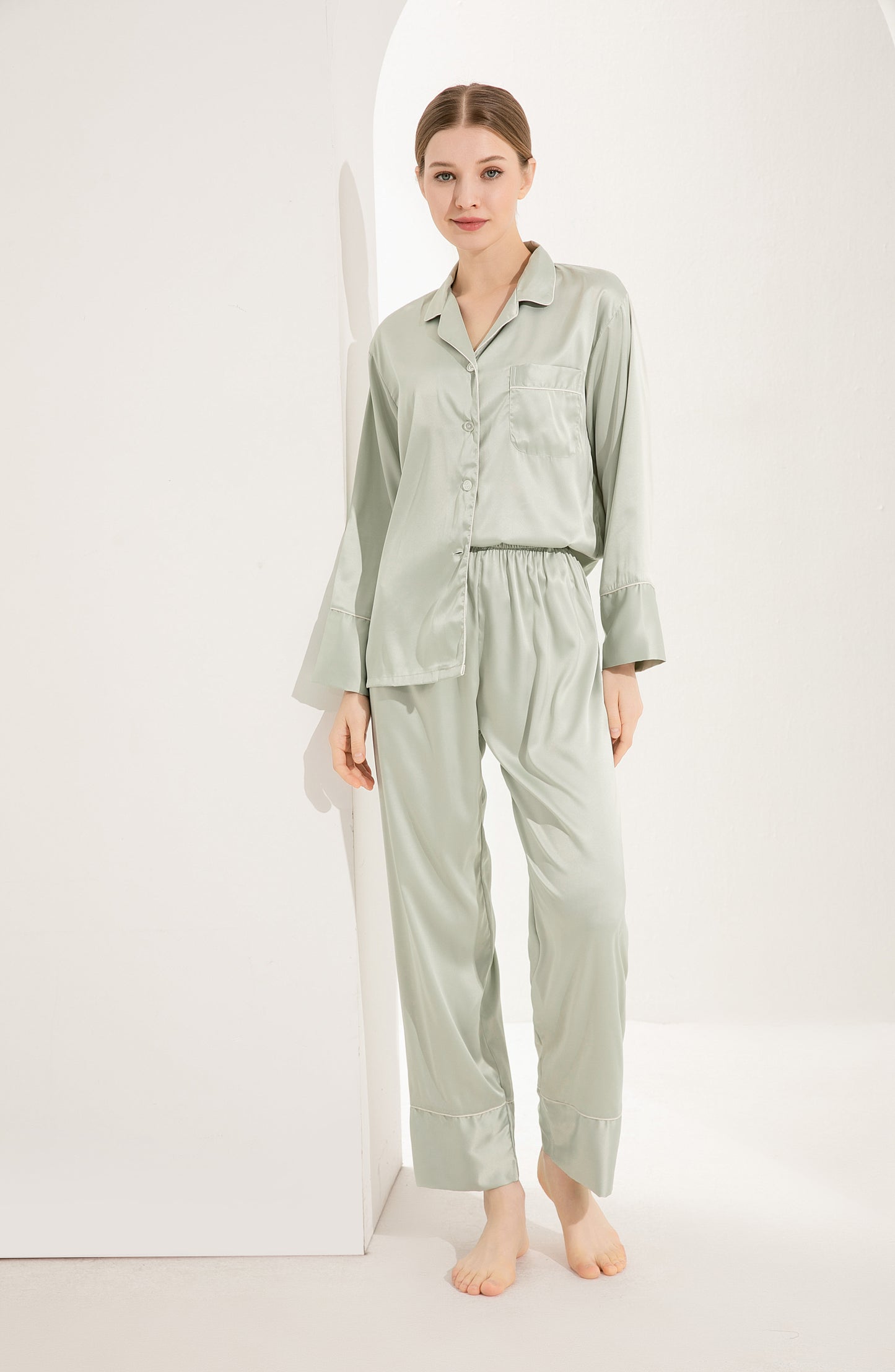 Pistachio Satin Pyjamas
