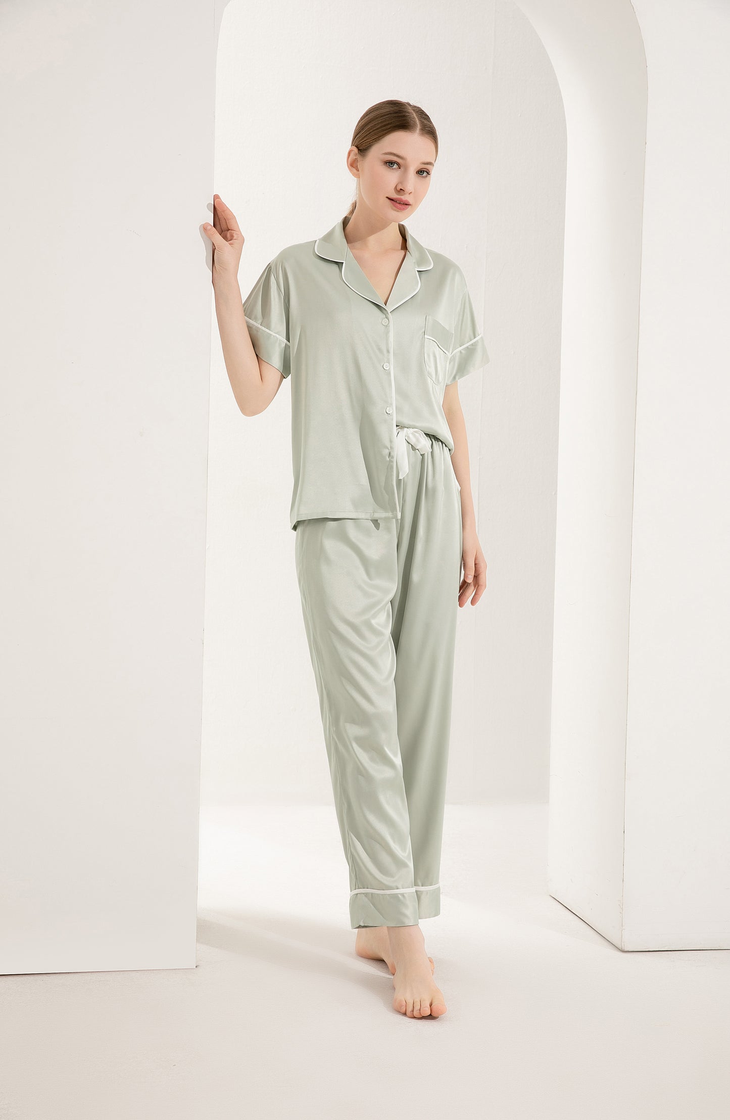 Pistachio Satin Pyjamas