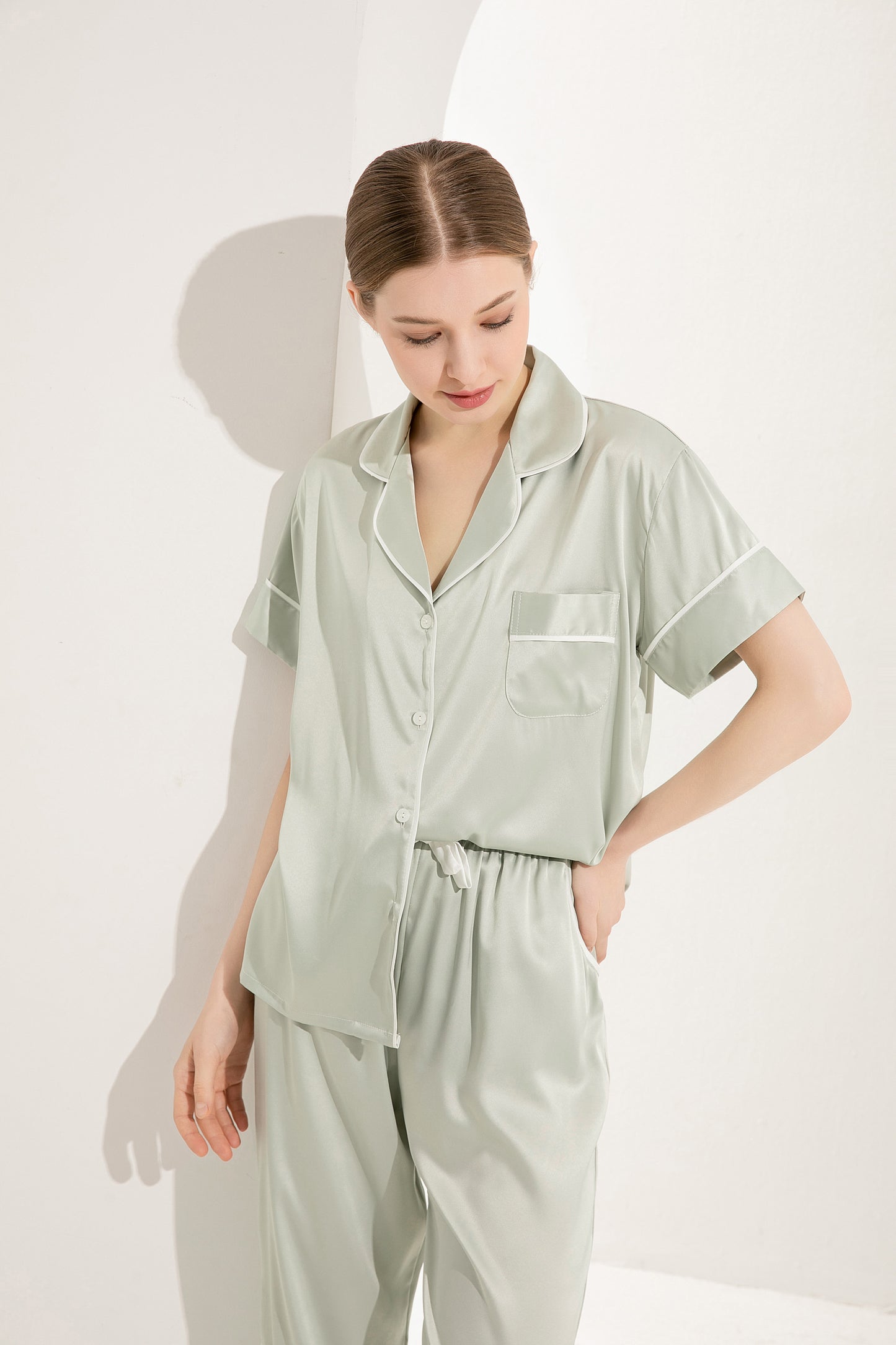 Pistachio Satin Pyjamas