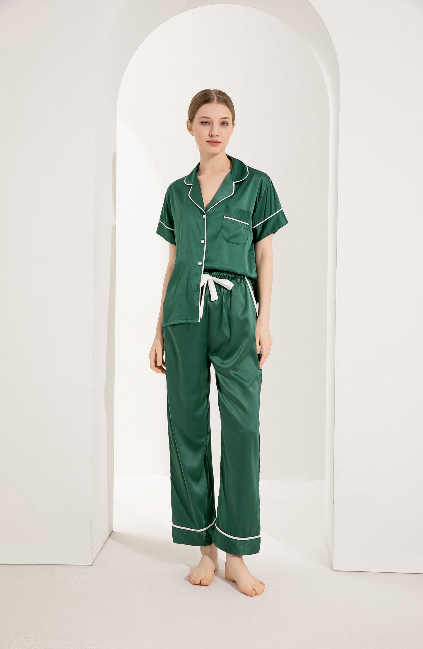 Moss Green Satin Pyjamas