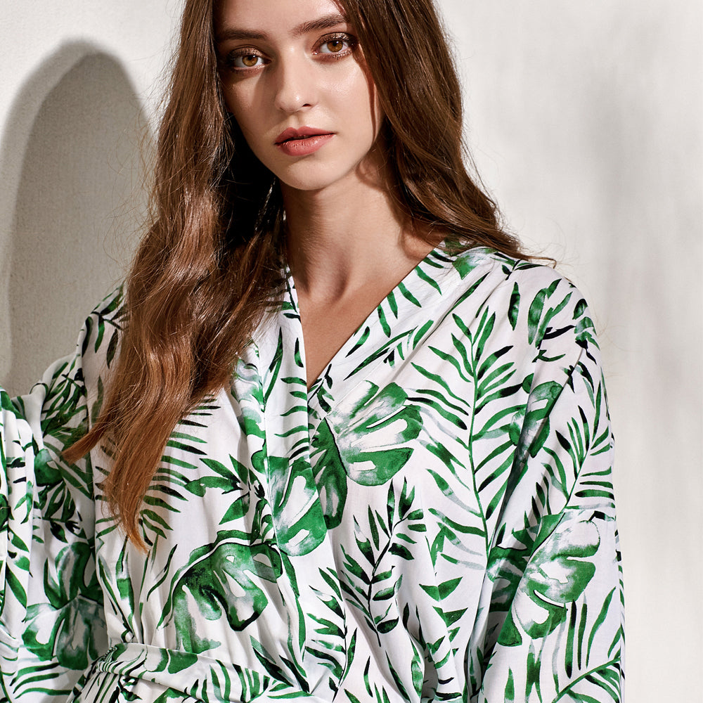 Tatiana Leaf Print Robe