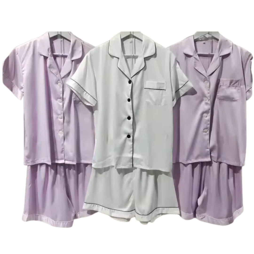 Lilac Satin Pyjamas