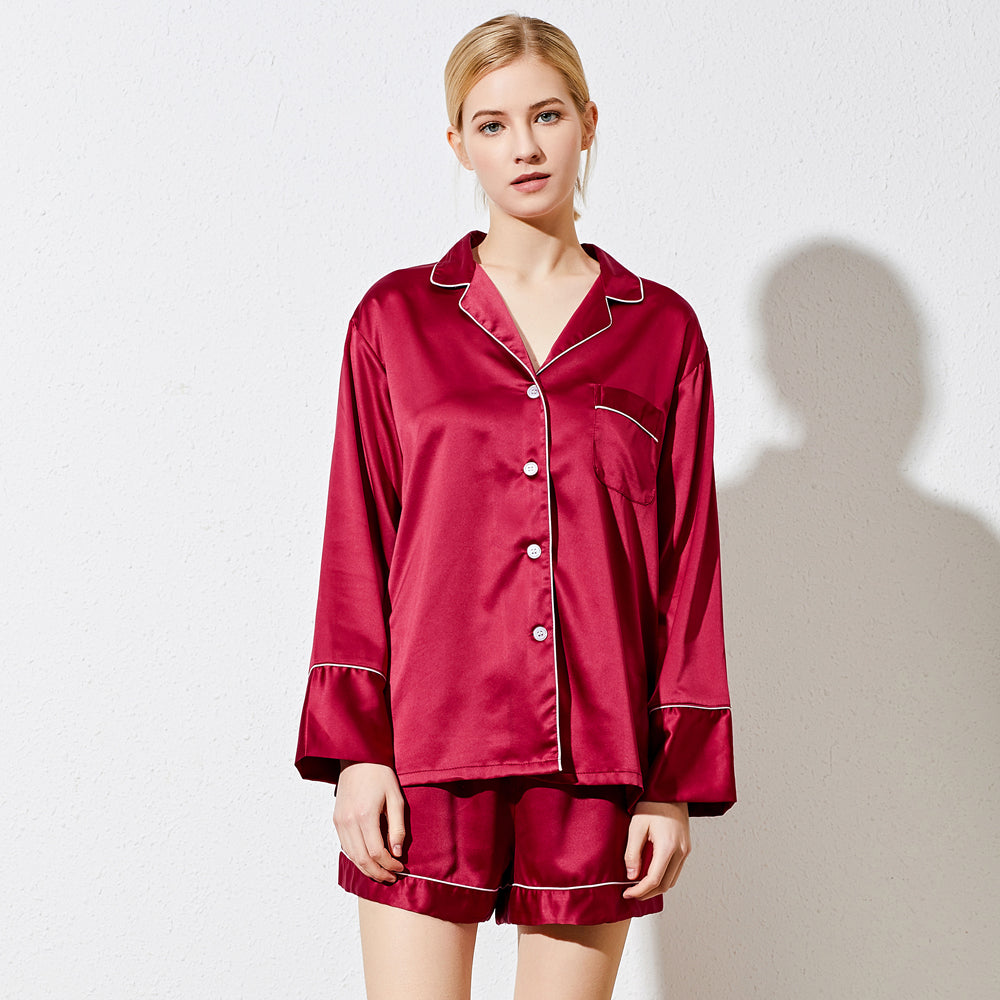 Burgundy Satin Pyjamas