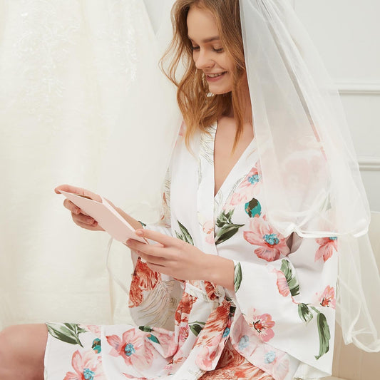 Ava White Floral Robe