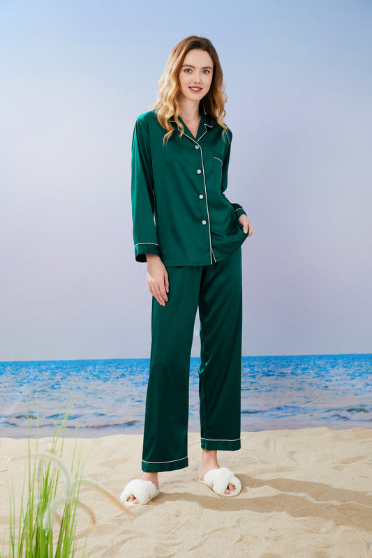 Forest Green Satin Pyjamas