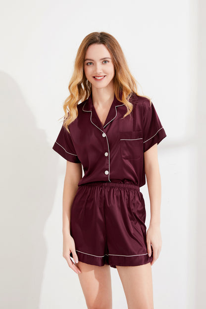 Wine Satin Pyjamas