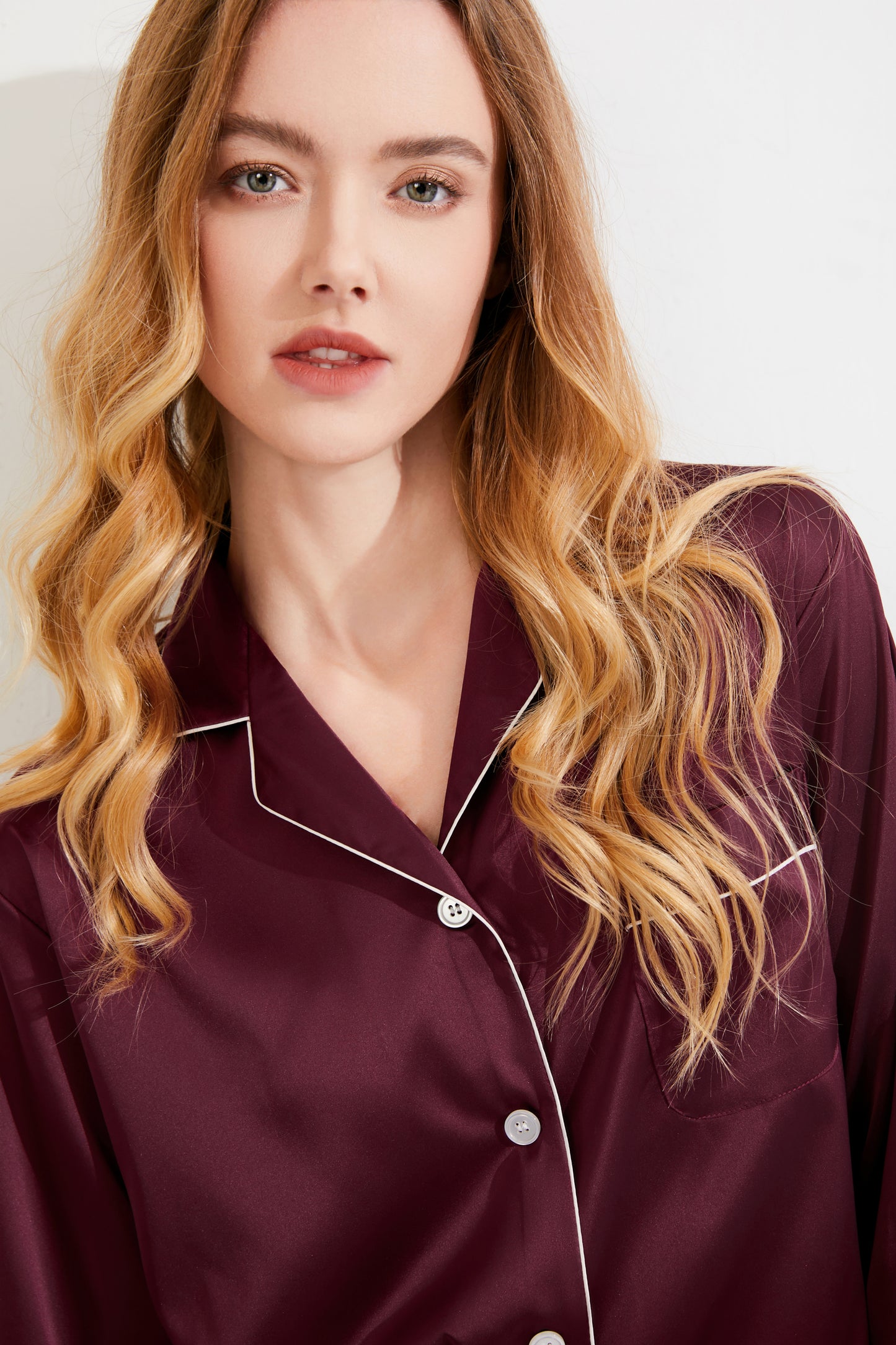 Wine Satin Pyjamas