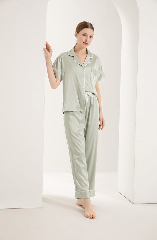 Pistachio Satin Pyjamas