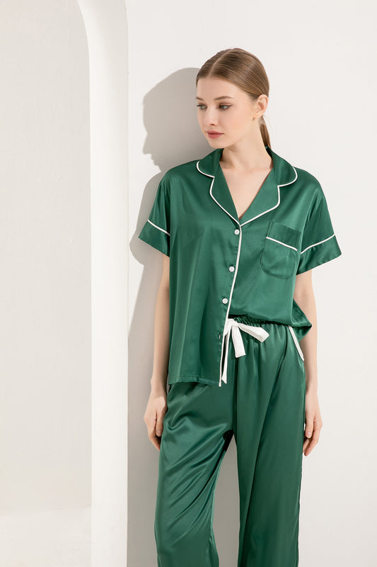 Moss Green Satin Pyjamas