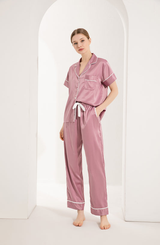Mauve Satin Pyjamas