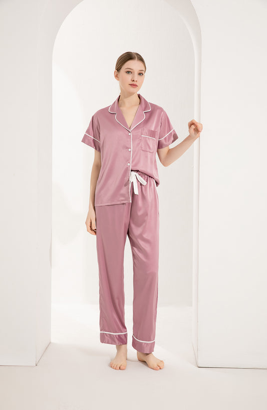 Mauve Satin Pyjamas