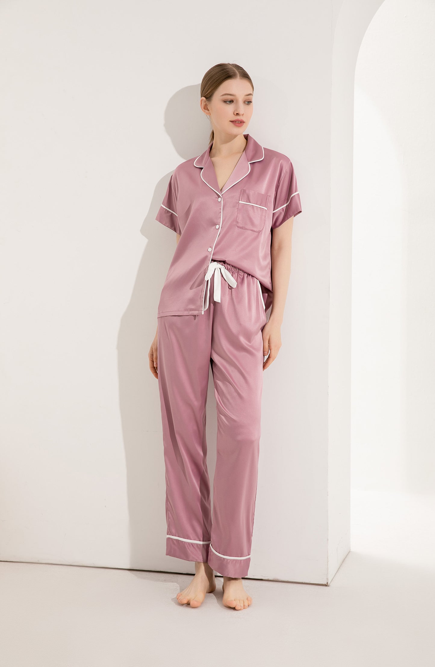 Mauve Satin Pyjamas