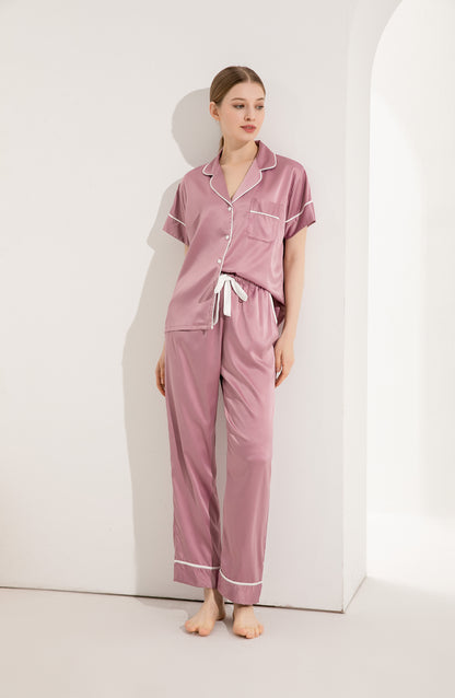 Mauve Satin Pyjamas