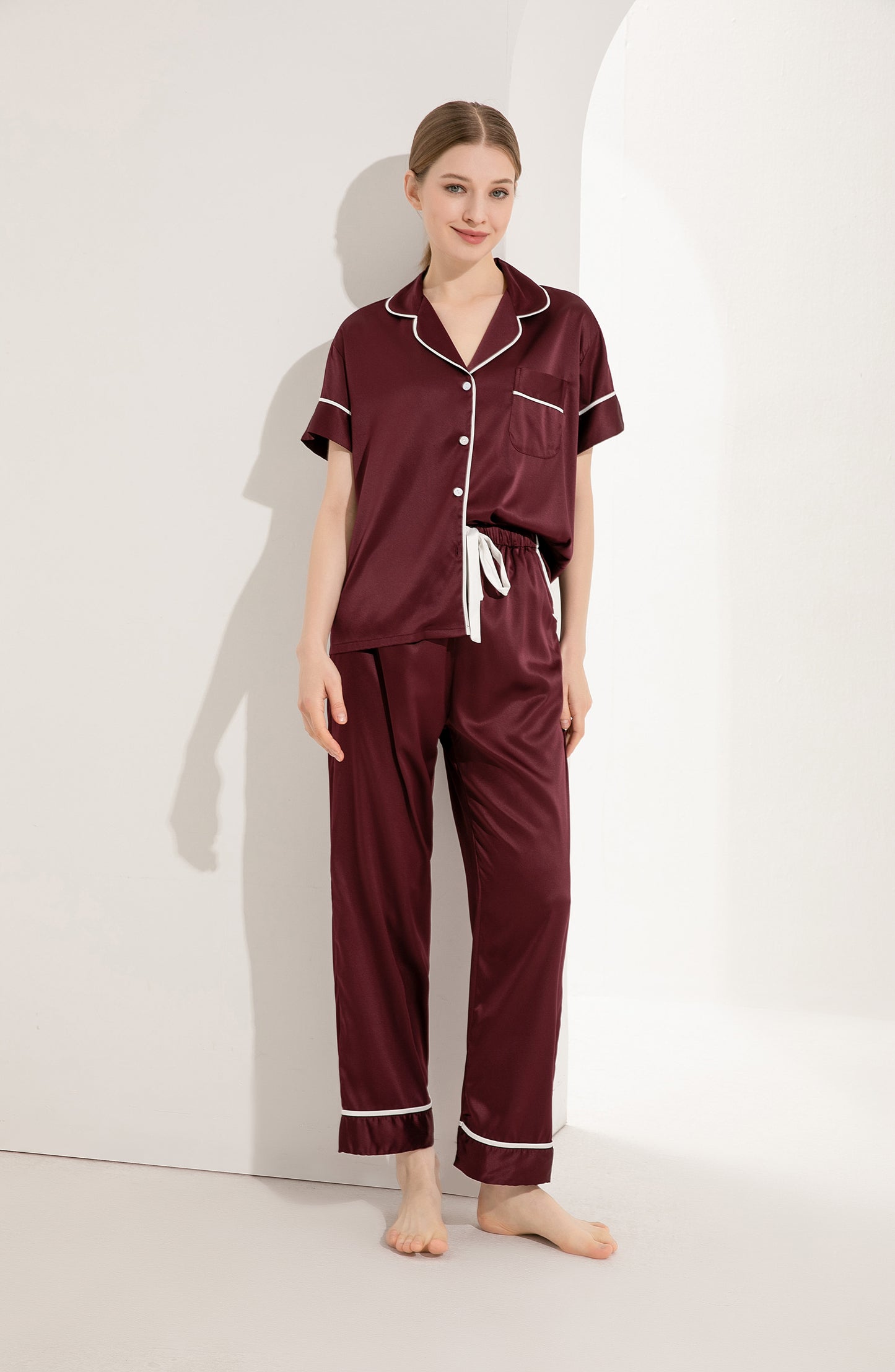 Wine Satin Pyjamas