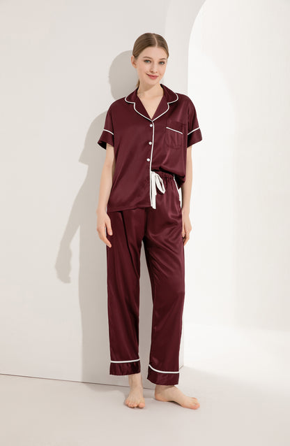 Wine Satin Pyjamas