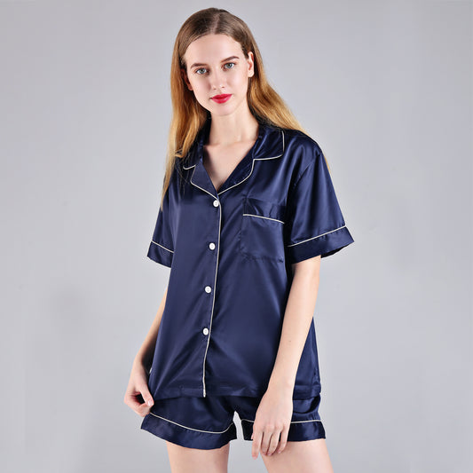 Navy Satin Pyjamas