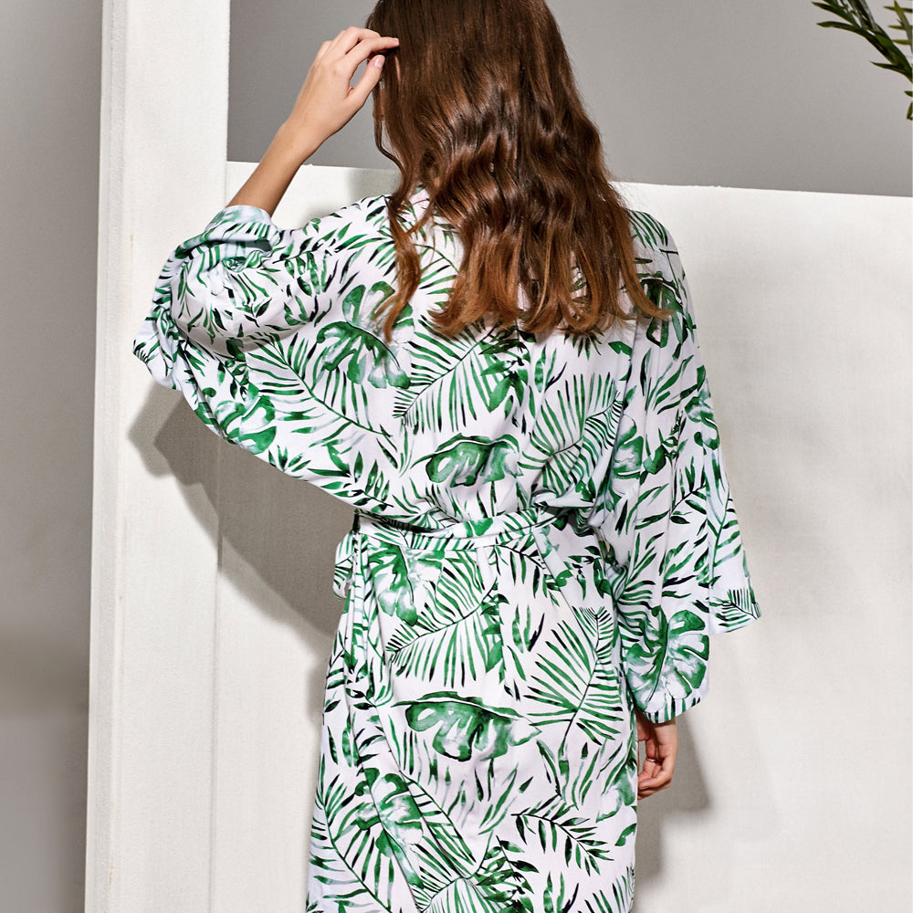 Tatiana Leaf Print Robe