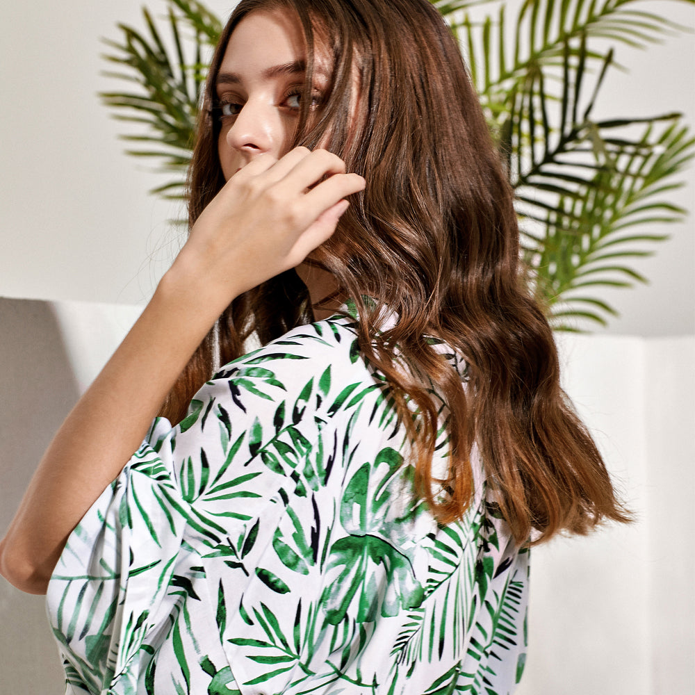 Tatiana Leaf Print Robe