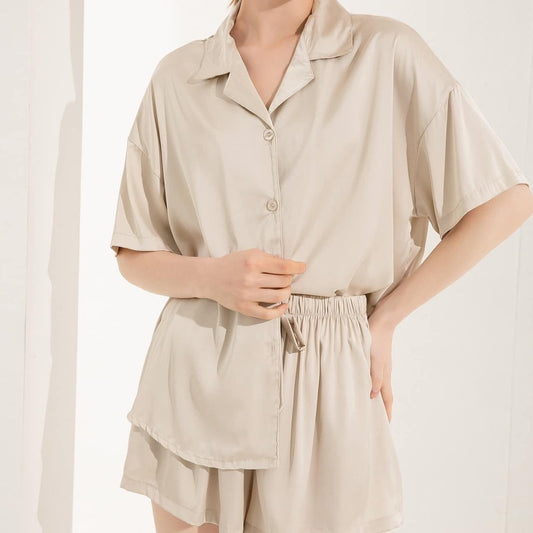 Champagne Satin Drape Pyjamas