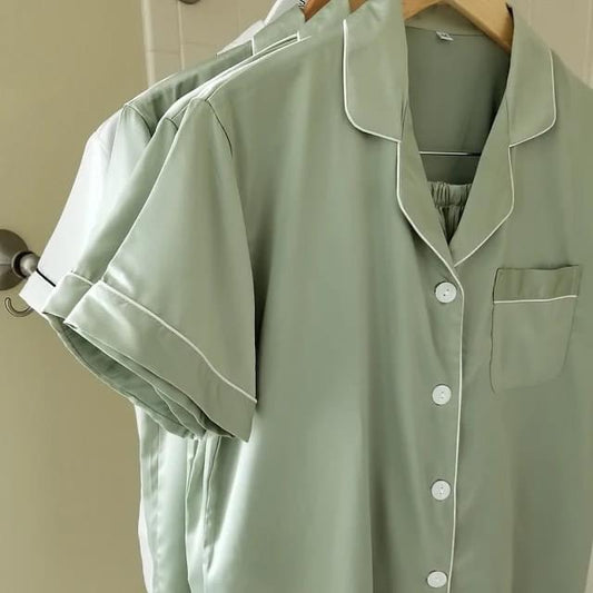 Sage Green Satin Pyjamas