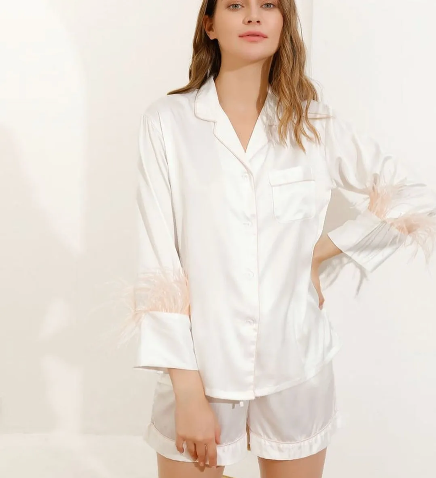 White Feather Short Pyjamas