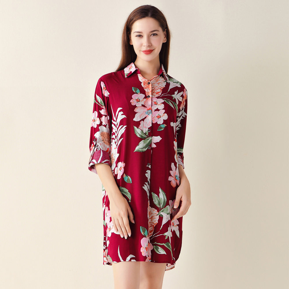 Burgundy Floral Sleepshirt