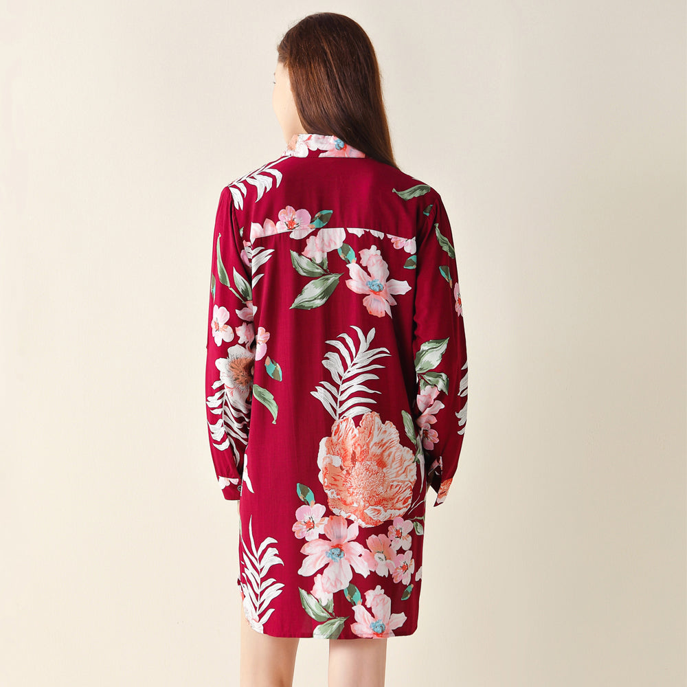 Burgundy Floral Sleepshirt