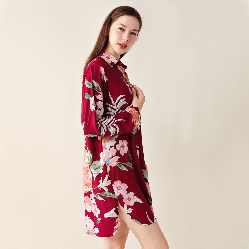 Burgundy Floral Sleepshirt