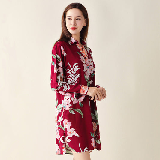 Burgundy Floral Sleepshirt