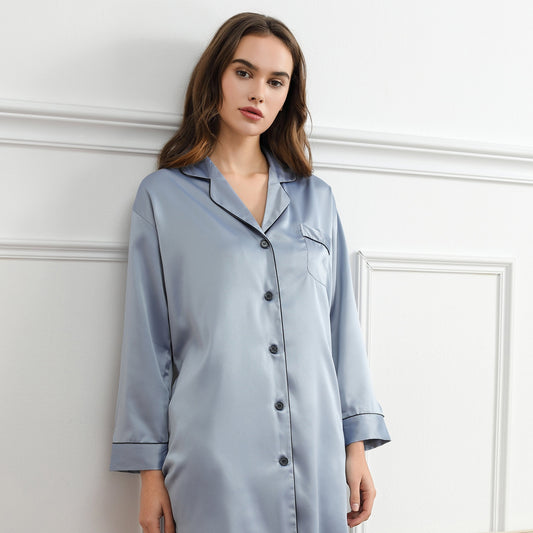 Dusky Blue Satin Sleepshirt