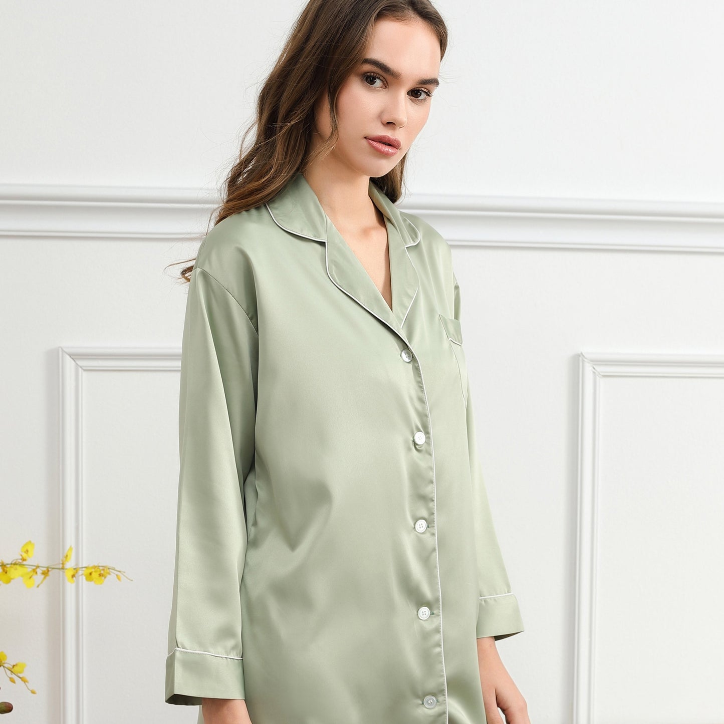 Sage Green Satin Sleepshirt