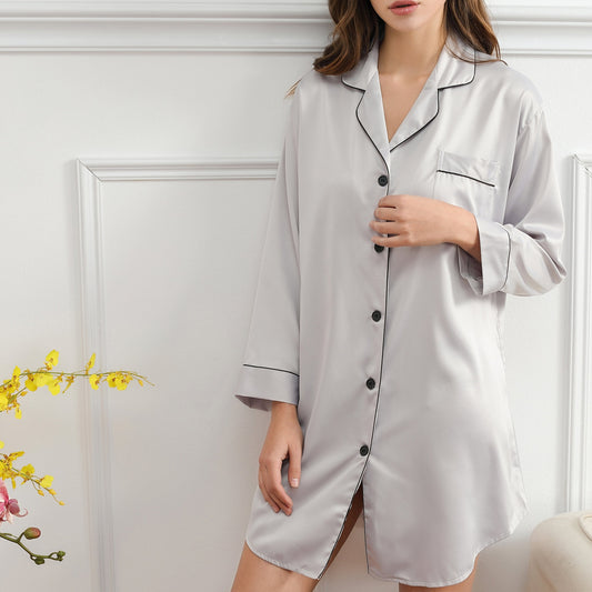 Grey Satin Sleepshirt