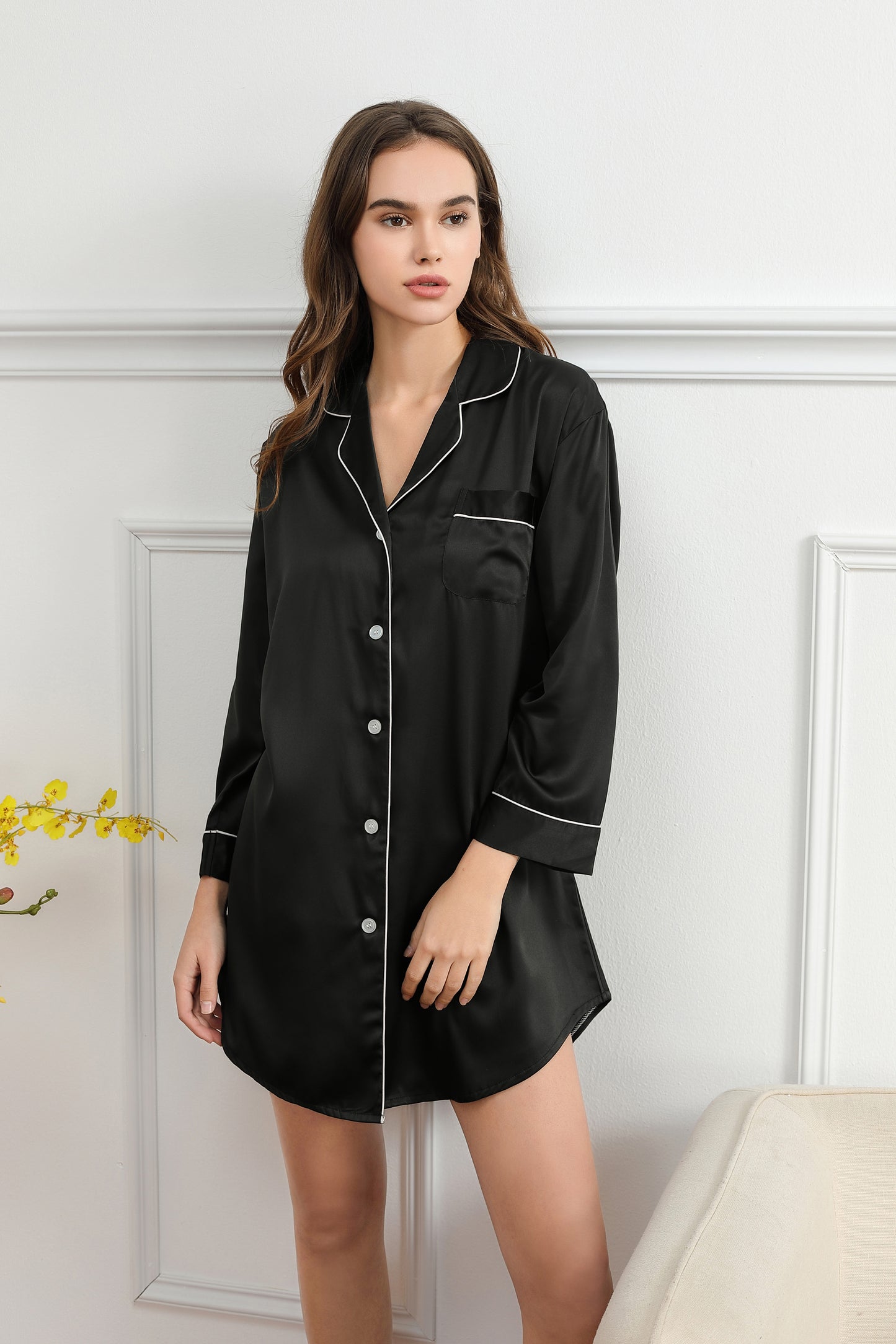 Black Satin Sleepshirt