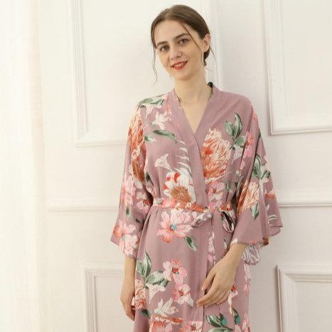 Ava Mauve Floral Robe