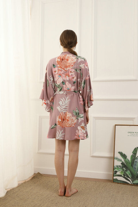 Ava Mauve Floral Robe