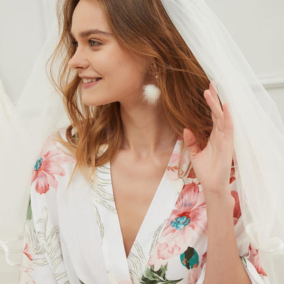 Ava White Floral Robe - age 10-14 (UK4/6)
